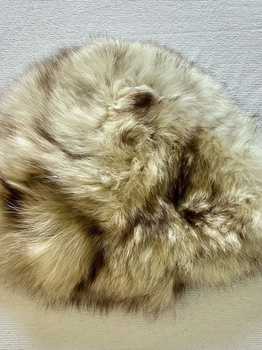 Luxurious Cream and Brown Vintage Rabbit Fur Winter Hat